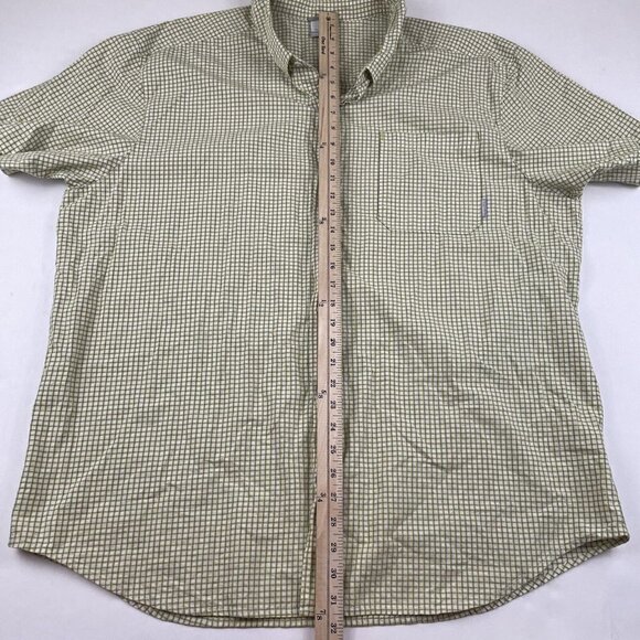 Columbia Short Sleeve Button Up Shirt Men’s 2XL Cotton Check Yellow/Green Pocket - Picture 4 of 9